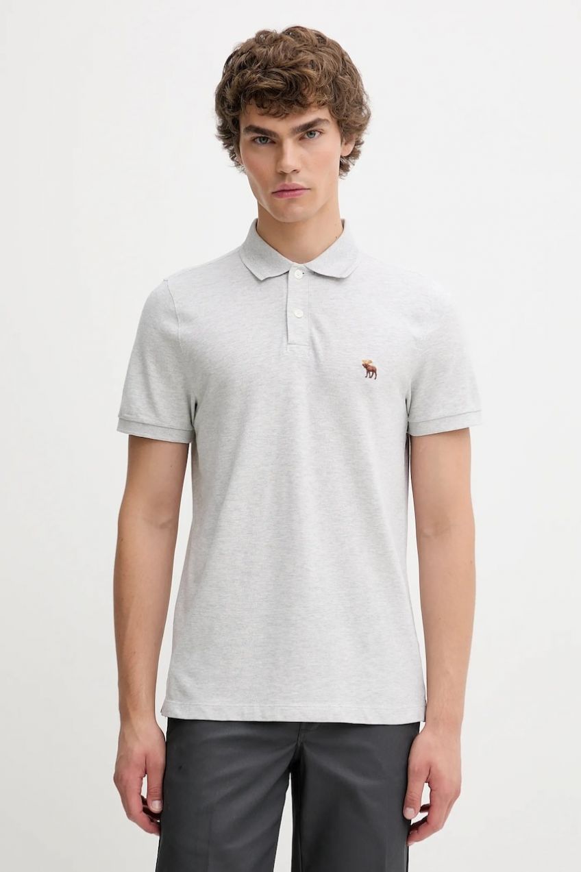 Polo tričko Abercrombie & Fitch pánske, šedá farba, jednofarebné, KI124-5379-110