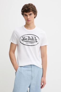 Bavlnené tričko Von Dutch pánske, biela farba, vzorované, VD.1.TRC.AARON