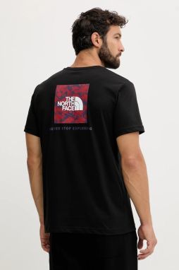 Bavlnené tričko The North Face pánske, čierna farba, s potlačou, NF0A8EGUET91