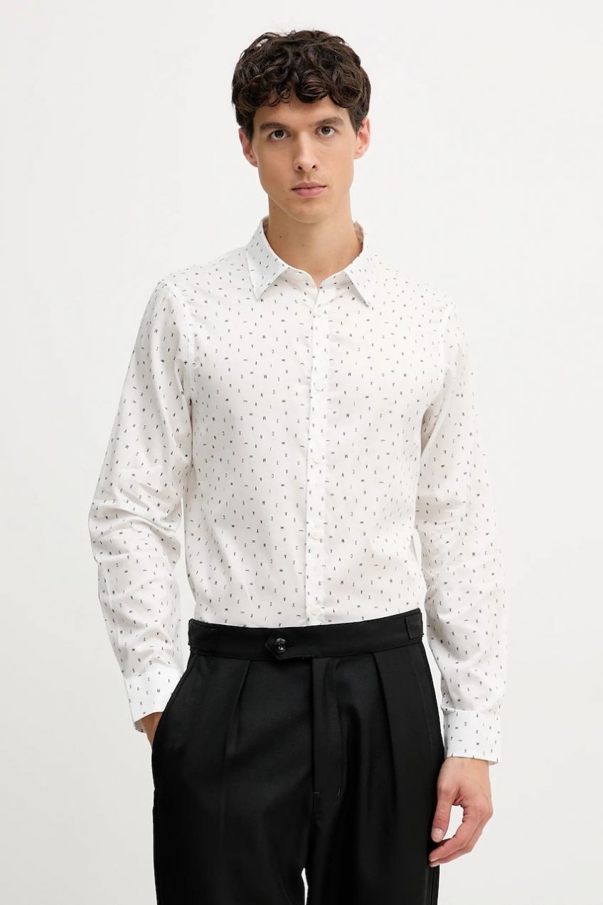 Bavlnená košeľa Armani Exchange biela farba, regular, s klasickým golierom, XM001942 AF19194