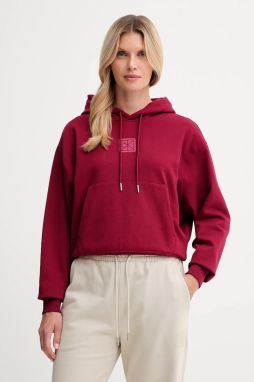 Mikina Calvin Klein bordová farba, s kapucňou, jednofarebná, LV044D204G