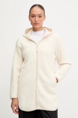 Fleecová mikina Helly Hansen MAUD PILE béžová farba, s kapucňou, jednofarebná, 54623