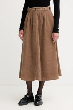 Menčestrová sukňa Barbour YASMIN midi, áčkový strih, LSK0131