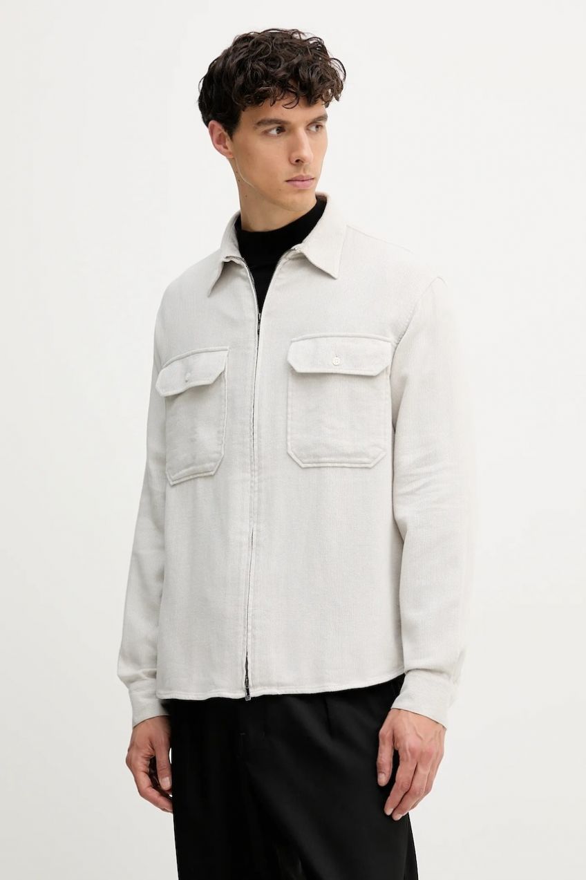 Bavlnená košeľa Armani Exchange béžová farba, regular, s klasickým golierom, XM001140 AF16611