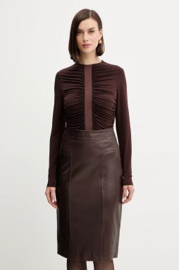 Blúzka Herve Leger Veronica hnedá farba, jednofarebná, RMJ1498061