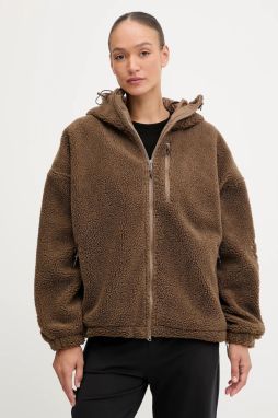 Fleecová mikina adidas by Stella McCartney hnedá farba, s kapucňou, jednofarebná, KA0646