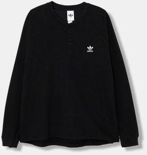 Tričko s dlhým rukávom adidas Originals Essentials čierna farba, s nášivkou, JW1050