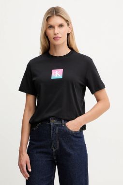 Bavlnené tričko Calvin Klein Jeans dámske, čierna farba, LV047D874G