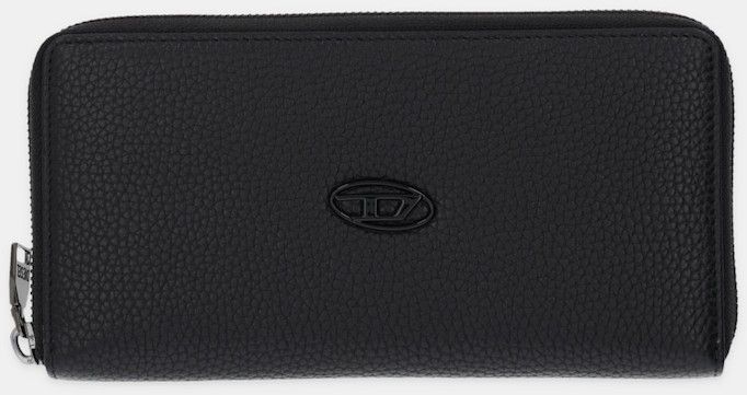 Kožená peňaženka Diesel HISSU EVO CONTINENTAL ZIP čierna farba, X09015.P0685