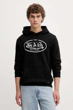 Mikina Von Dutch čierna farba, s kapucňou, vzorovaná, VD.1.SWZ.BRAND