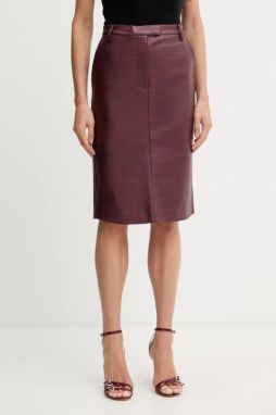 Sukňa Bardot bordová farba, mini, puzdrová, 59679SB4