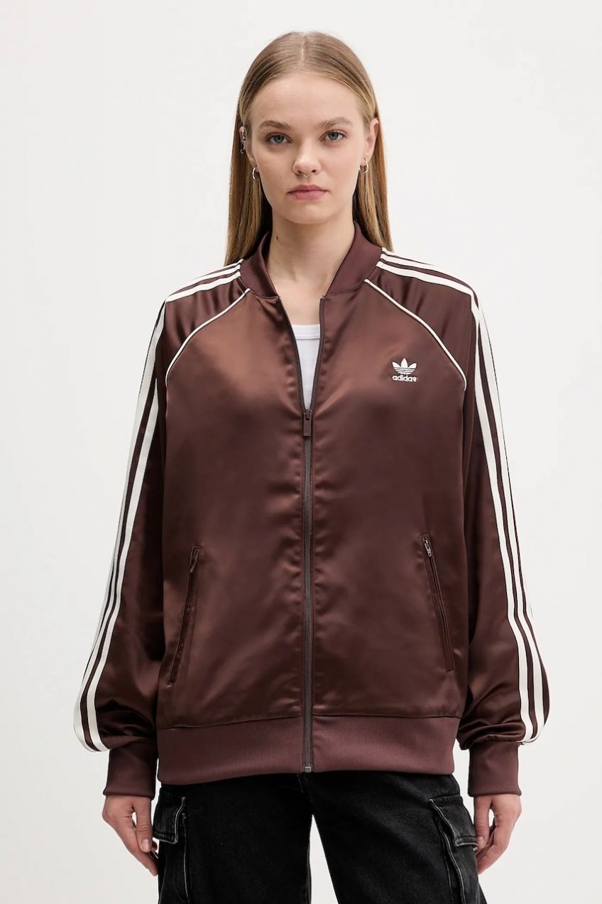 Mikina adidas Originals Sst Satin Tt hnedá farba, s nášivkou, KH1568