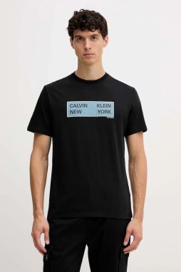 Bavlnené tričko Calvin Klein Jeans pánske, čierna farba, s potlačou, LV04RD816G
