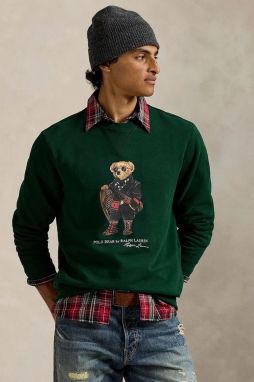 Bavlnená mikina Polo Ralph Lauren zelená farba, s potlačou, 710981794