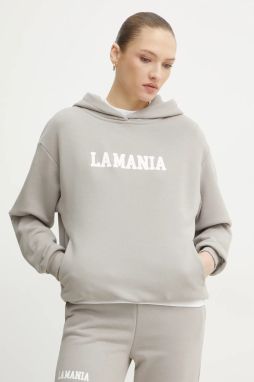 Mikina La Mania dámska, béžová farba, s kapucňou, s potlačou, YOUNG