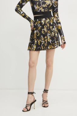 Sukňa Versace Jeans Couture čierna farba, mini, áčkový strih, 78HAE820 NS574