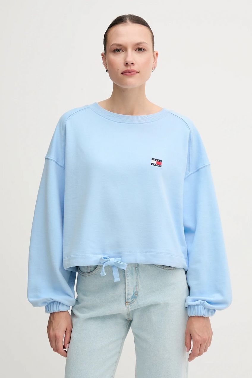 Bavlnená mikina Tommy Jeans jednofarebná, DW0DW21344