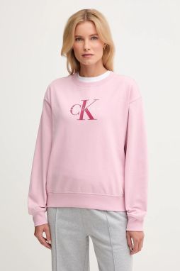 Mikina Calvin Klein Jeans béžová farba, s potlačou, LV047B234G