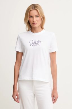 Bavlnené tričko Calvin Klein Jeans dámske, biela farba, LV047D210G