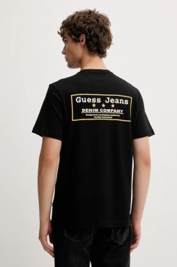 Bavlnené tričko Guess Jeans pánske, čierna farba, s potlačou, M5BI39 K8FQ4