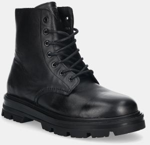 Kožené členkové topánky Guess GARDA čierna farba, FMFGAD LEA10