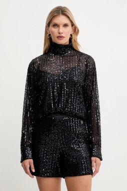 Blúzka Karl Lagerfeld čierna farba, vzorovaná, A4W11020