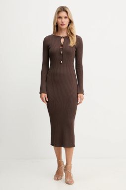Šaty Marciano Guess AGATHE hnedá farba, maxi, priliehavé, 5BGK55 5891Z