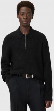 Sveter s prímesou alpaky AllSaints JAKOB čierna farba, s polorolákom, M007KD