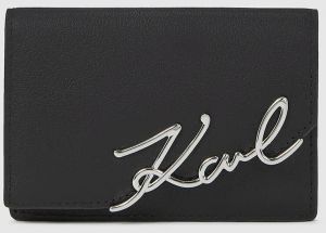 Kožená peňaženka Karl Lagerfeld čierna farba, A4W32018