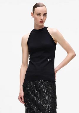 Bavlnený top Karl Lagerfeld čierna farba, A4W17056