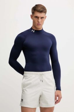 Tréningové tričko s dlhým rukávom Under Armour ColdGear Compression biela farba, jednofarebná