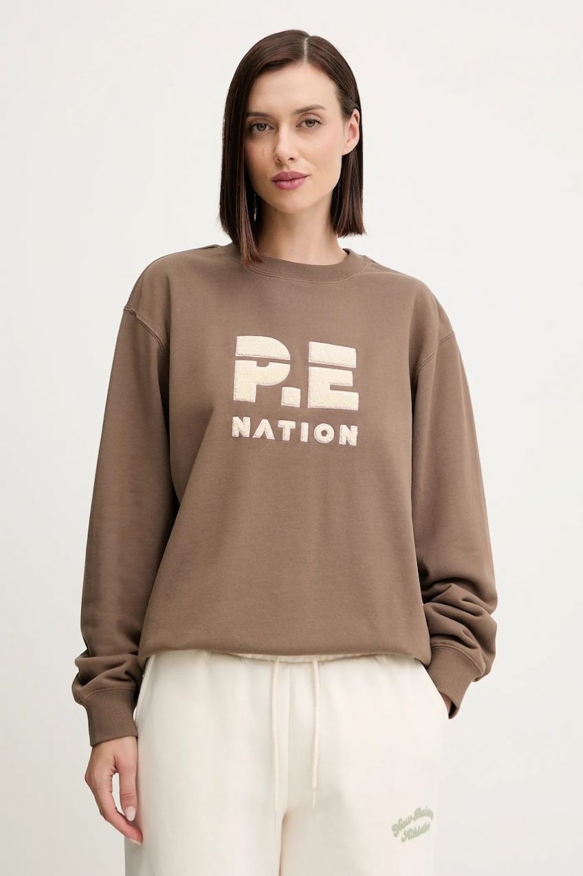 Bavlnená mikina P.E Nation Heads Up 2 ružová farba, s potlačou, 243F434