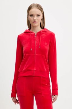 Mikina Juicy Couture modrá farba, s kapucňou, jednofarebná, JCAP176