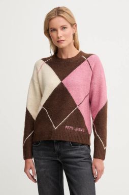 Sveter s prímesou vlny Pepe Jeans hnedá farba, teplé, PL7000037