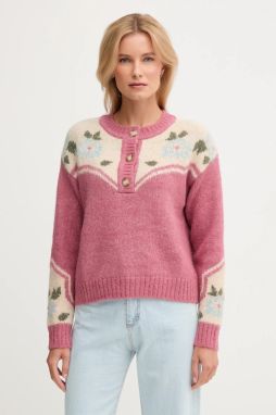 Sveter s prímesou vlny Pepe Jeans ružová farba, teplé, PL7000041