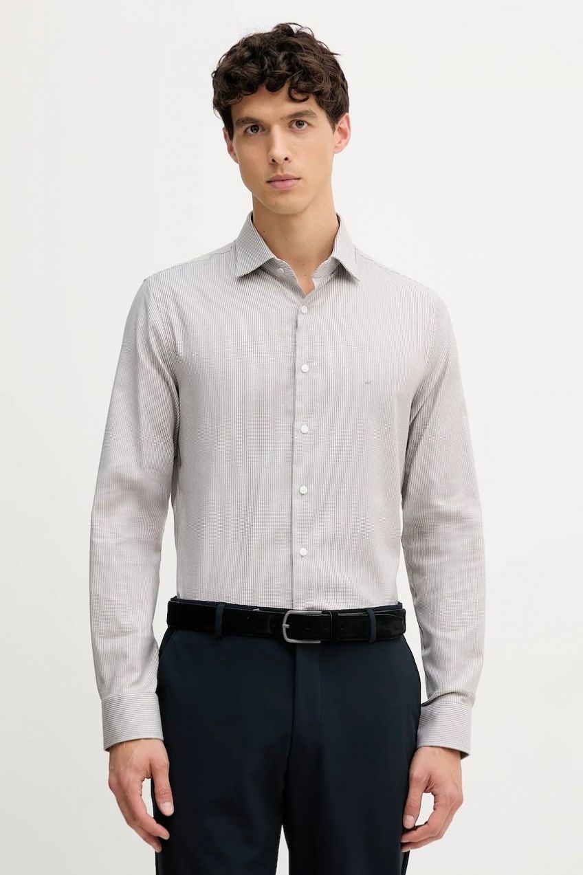 Košeľa Michael Kors béžová farba, slim, s golierom button-down, MK0DS01596