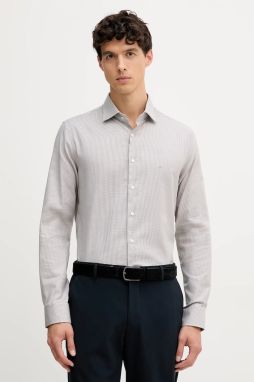 Košeľa Michael Kors béžová farba, slim, s golierom button-down, MK0DS01596