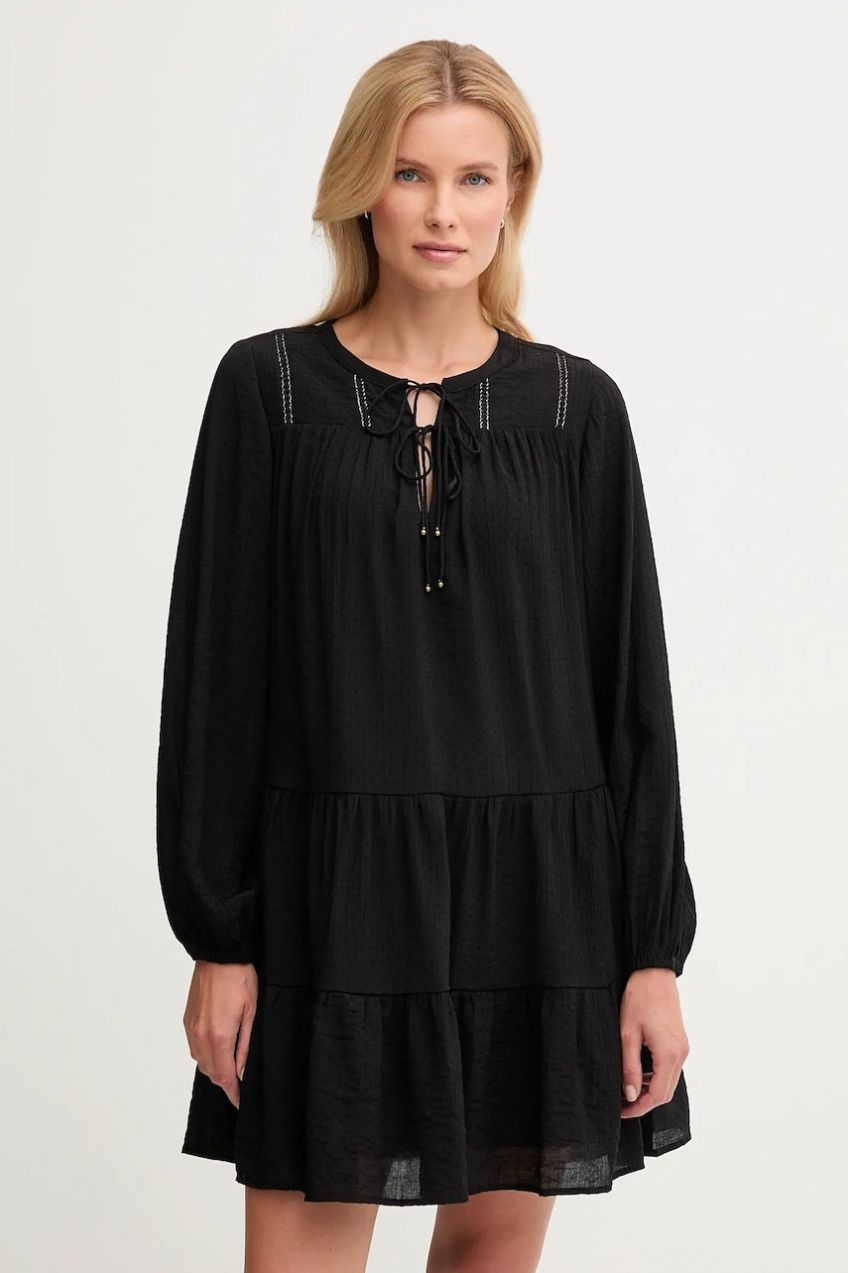 Šaty Pepe Jeans čierna farba, mini, áčkový strih, PL9537696