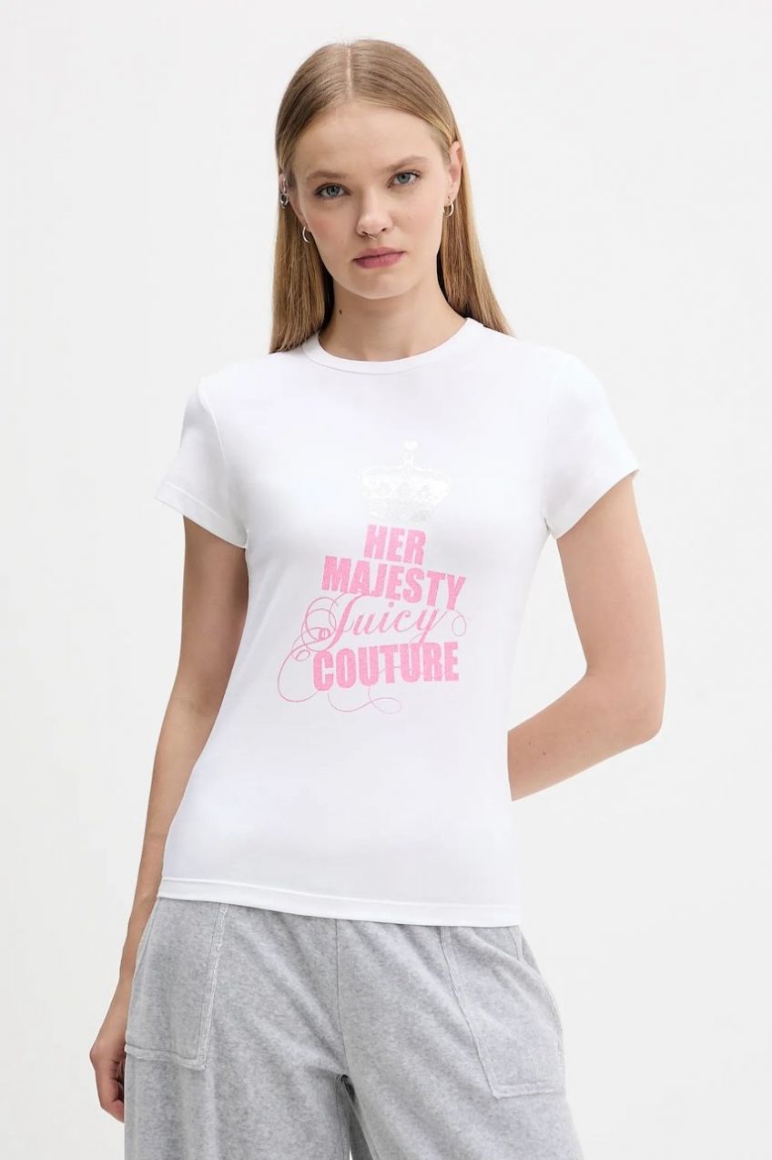 Tričko Juicy Couture dámske, biela farba, JCNCT225464