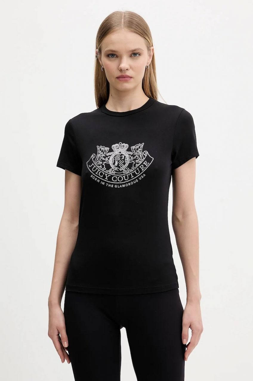 Tričko Juicy Couture dámske, čierna farba, JCGTK225015