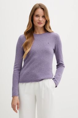 Vlnený sveter Tommy Hilfiger tmavomodrá farba, ľahké, WW0WW40264