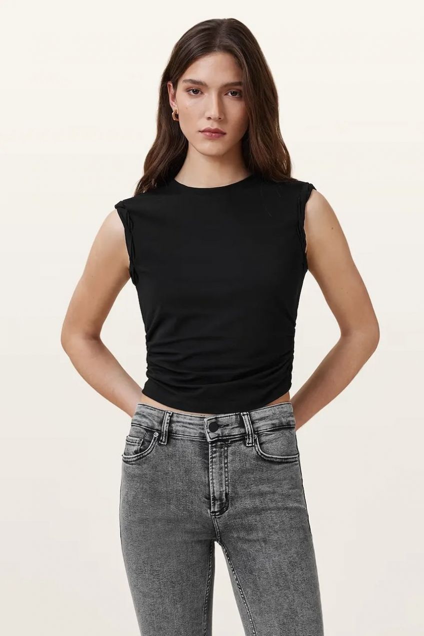 Top AllSaints WEST čierna farba, jednofarebná, W214JA
