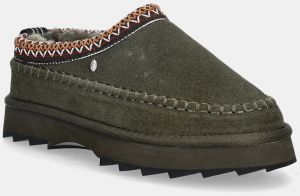 Semišové papuče Emu Australia Sharky Adventure Scuff zelená farba, W13239