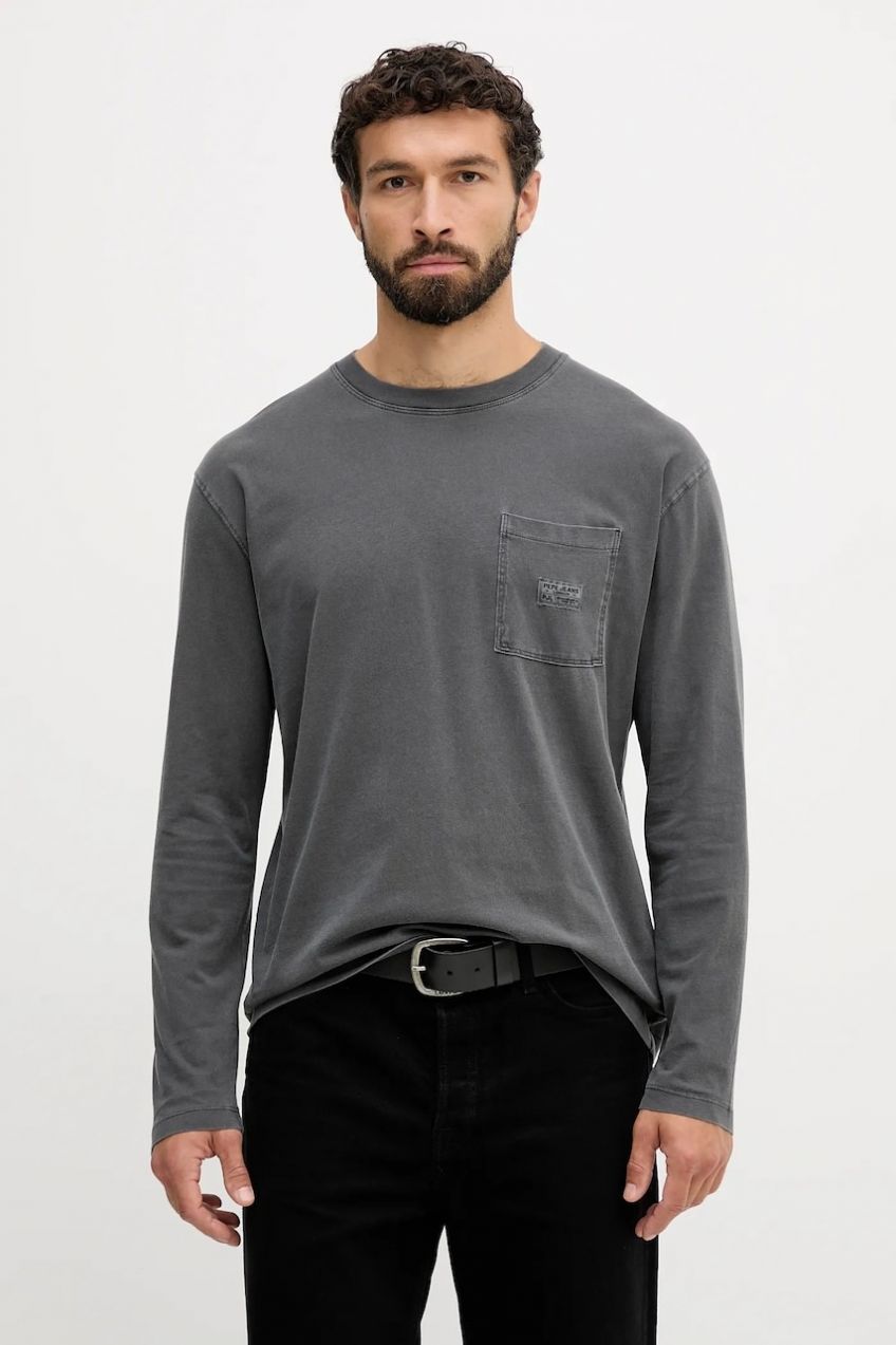 Bavlnené tričko s dlhým rukávom Pepe Jeans šedá farba, jednofarebné, PM5010100