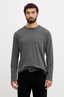 Bavlnené tričko s dlhým rukávom Pepe Jeans šedá farba, jednofarebné, PM5010100