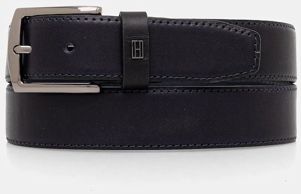 Kožený opasok Tommy Hilfiger tmavomodrá farba, AM0AM13767