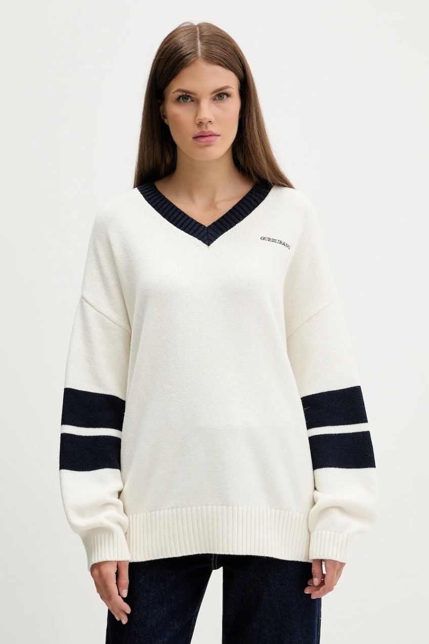 Sveter s prímesou vlny Guess Jeans béžová farba, W5BR10 Z0561