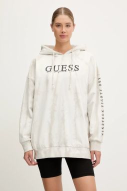 Mikina Guess šedá farba, s kapucňou, vzorovaná, V5GQ16 KCRQ0