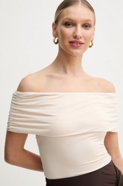 Blúzka Guess CHARLOTTE dámska, béžová farba, jednofarebná, W5GP08 KACM2
