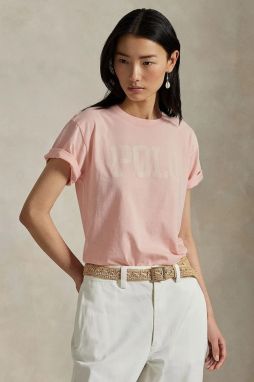 Bavlnené tričko Polo Ralph Lauren dámske, oranžová farba, 211965096